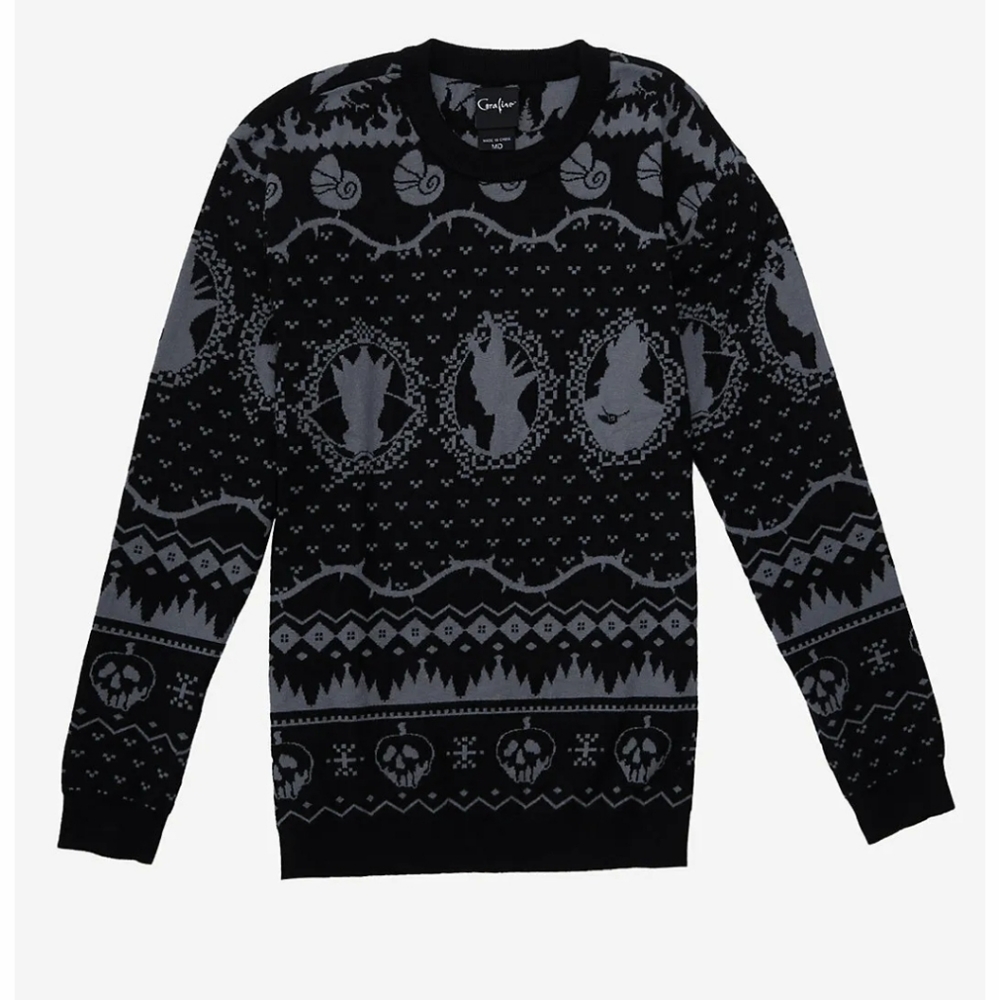 DISNEY VILLAINS UGLY CHRISTMAS SWEATER HOLIDAY FAIR ISLE MALEFICENT URSULA EVIL